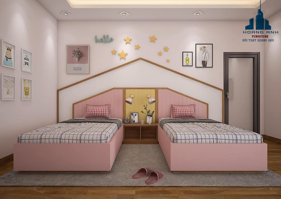 phòng ngủ màu hồng đẹp 